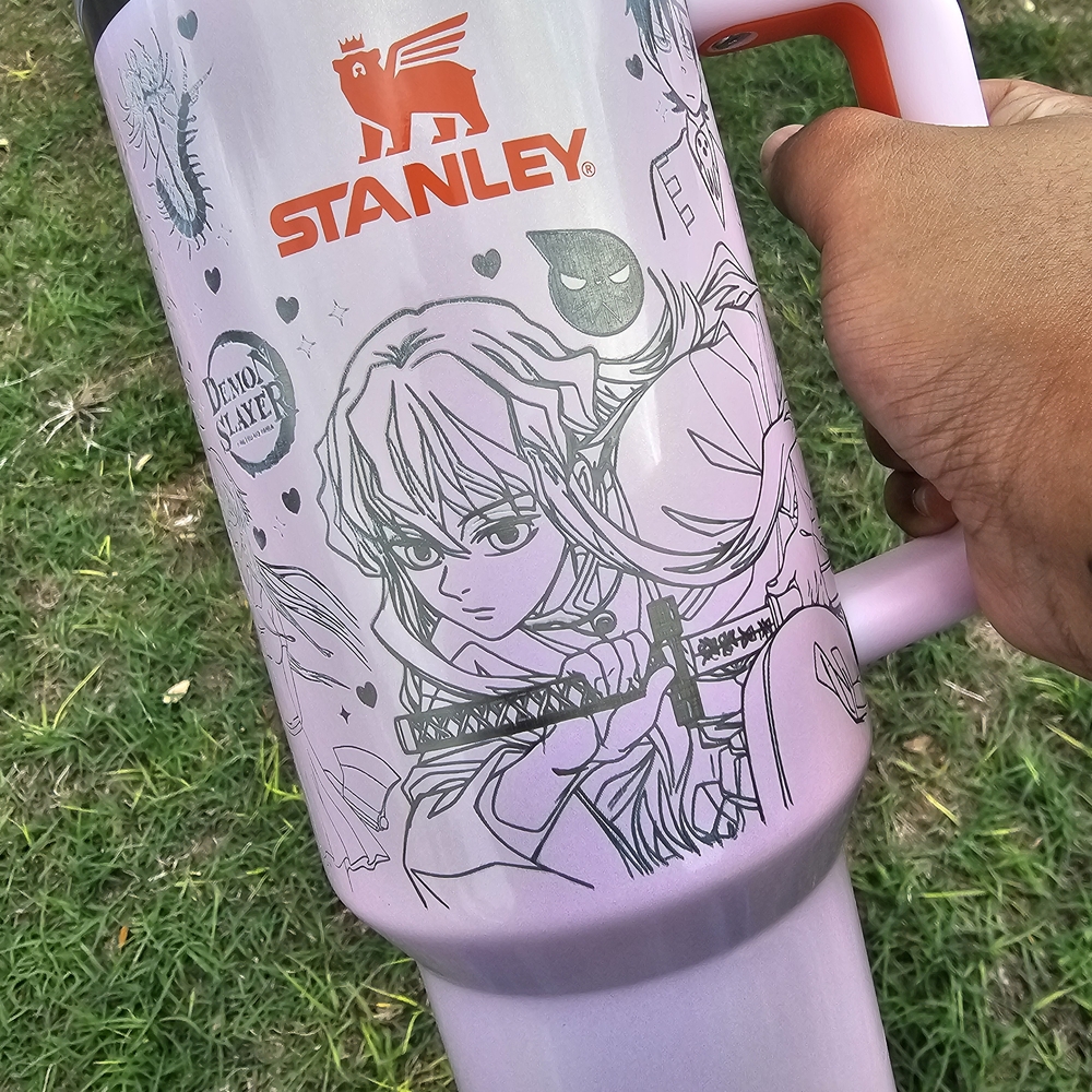 40OZ Pink Engraved Anime Stanley